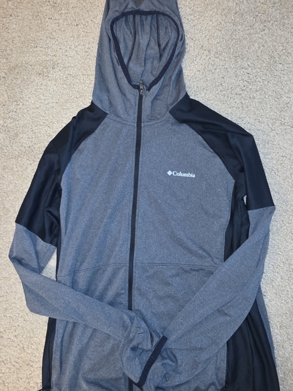 Columbia Omni-Wick Omni-Shade Womens Full Zip Hooded Hoodie M Gray Black